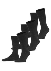 Socken Falke "Airport", Herren, Gr. 45-46, 3080, anthrazit melange, Obermaterial: 60% Schurwolle, 23% Baumwolle, 15% Polyamid, 2% Elasthan, unifarben, Socken Socken, im praktischen 3er-Bundle, mit Merinowolle au&szlig;en und Baumwolle innen