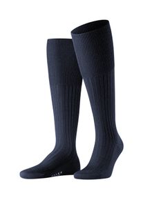Kniestr&uuml;mpfe Falke "Bristol Pure", Herren, Gr. 45-46, blau (6370, schwarz navy), Obermaterial: 91% Schurwolle, 9% Polyamid, unifarben, Socken Kniestr&uuml;mpfe, mit Merinowolle und Seide, feine Rippenstruktur