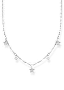 Kette mit Anh&auml;nger Thomas Sabo "Sterne silber" Gr. 45, bunt (silberfarben, wei&szlig;), Halsketten, Damen, 45, Silber 925 (recycelt), Kette mit Anh&auml;nger, mit Zirkonia (synth.)