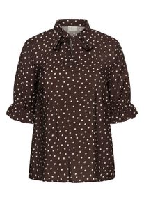 Kurzarmbluse Kaffe CURVE "Damen Kurzarm-Bluse KCditte", Damen, Gr. 44, braun (coffee bean turtledove dot), Obermaterial: 80% Viskose CV. 20% Polyamid PA., Blusen Kurzarmbluse