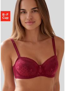 Schalen-BH s.Oliver "Denise", Damen, Gr. 80, Cup D, rot (sangria), Spitze, Obermaterial: 70% Polyamid, 20% Polyester, 10% Elasthan, BHs Schalen-BH, im Balconette-Schnitt aus Spitze und fancy Mesh, sexy Dessous