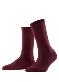 Socken Falke "Family", Damen, Gr. 35-38, rot (8596, barolo), Obermaterial: 92% Baumwolle, 7% Polyamid, 1% Elasthan, unifarben, Socken Socken, f&uuml;r Erwachsene, einfarbig, aus Baumwolle, mit flacher Zehennaht
