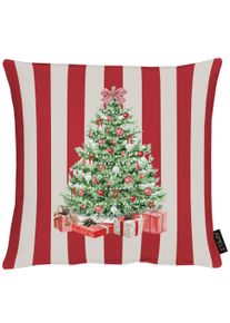 Dekokissen Apelt "3713", wei&szlig; (rot, wei&szlig;, bedruckt), B:39cm H:5cm L:39cm, Baumwolle, Polyester, Dekokissen_Sitzkissen_Kissenh&uuml;llen, Dekokissen
