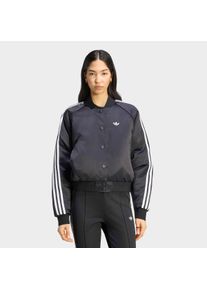 Outdoorjacke adidas originals "SATIN SST", Damen, Gr. XS, schwarz-wei&szlig; (schwarz, wei&szlig;, grau three), Obermaterial: 100% Polyester, Jacken Outdoorjacke, f&uuml;r Erwachsene, mit Gummizug als Verschluss