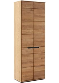 Garderobenschrank MCA LIVING "Araya Garderobenschrank,Schrank,Dielenschrank,Flurschrank,Breite 69cm", braun (eichenfarben), B:69cm H:195cm T:40,5cm, Holzwerkstoff, Massivholz, Schr&auml;nke, Garderobenschrank, T&uuml;ren ged&auml;mpft, Fachb&ouml;den,ausziehbare Kleiderstange, FSC-Mix