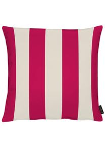 Dekokissen Apelt "Stripe", pink (rot, natur, bedruckt gestreift), B:46cm H:0,5cm L:46cm, Polyester, Dekokissen_Sitzkissen_Kissenh&uuml;llen, Dekokissen