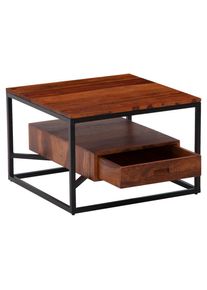 Mid.you , Sheeshamfarben , Holz , Sheesham , massiv , 1 Schublade(n) Schubladen , quadratisch , 60x40x60 cm , Stauraum ,