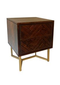 Livetastic , Dunkelbraun , Holz , Akazie , massiv , Fischgr&auml;t , 2 Schublade(n) Schubladen , rechteckig , 45x40x57 cm , Stauraum ,