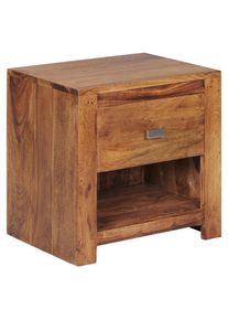 Mid.you , Sheeshamfarben , Holz , Sheesham , massiv , 1 Schublade(n) Schubladen , 40x40x30 cm ,