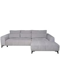 Hom&acute;in Hom`in Ecksofa, Silberfarben, Kunststoff, F&uuml;llung: Schaumstoffflocken,Schaumstoffflocken, Ottomane rechts, L-Form, 279x222 cm, R&uuml;cken echt, elektrischer Sitzvorzug, Wohnzimmer, Sofas & Couches, Wohnlandschaften, Ecksofas