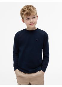 Langarmshirt Tommy Hilfiger "ESSENTIAL T-SHIRT LS", Jungen, Gr. 16 (176), blau (schwarz night navy), Single Jersey, Obermaterial: 100% Baumwolle, unifarben, regular fit h&uuml;ftlang, Rundhals, B&uuml;ndchen, Shirts Langarmshirt, f&uuml;r Kinder bis 16 Jahre, Markenlogo