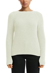 Strickpullover QS, Damen, Gr. S, wei&szlig;, Strick, Obermaterial: 50% Baumwolle, 50% Polyacryl, unifarben, normal h&uuml;ftbedeckend, Rundhals, Rollkante, Pullover Strickpullover, mit Strickmuster und Rundhalsausschnitt