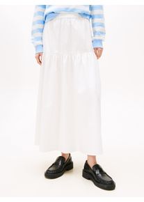 Maxirock Tommy Jeans "TJW POPLIN TIERED MAXI SKIRT", Damen, Gr. S (36), beige (ecru), Web, Obermaterial: 100% Baumwolle, unifarben, A-Linie kn&ouml;chellang, R&ouml;cke Maxirock