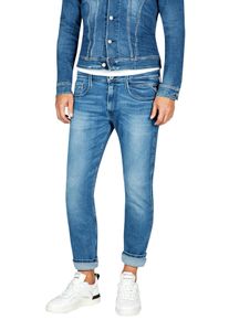 Slim-fit-Jeans Replay "Anbass Superstretch", Herren, Gr. 36, L&auml;nge 30, blau (medium blau), Denim/Jeans, Obermaterial: 94% Baumwolle, 4% Elastomultiester, 2% Elasthan, slim fit lang, Jeans Slim-fit-Jeans, elastisch