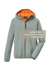 Funktionsjacke Killtec "KOS 145 BYS JCKT", Jungen, Gr. 164, hellgr&uuml;n, Obermaterial: 100% Polyester.Futter: 100% Polyester, Jacken Funktionsjacke, Kinderjacke mit Magic Print, wasserdicht, Kapuze, Kinnschutz