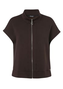 Kurzweste frapp "frapp Weste", Damen, Gr. 54, braun (chocolate), Obermaterial: 49% Viskose CV. 43% Polyester PES. 8% Elasthan EL., uni, regular fit, Westen Kurzweste, Gro&szlig;e Gr&ouml;&szlig;en