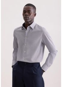 Businesshemd Seidensticker "Schwarze Rose", Herren, Gr. XXL (45), normale &Auml;rmell&auml;ngen, grau (beige), 100% Baumwolle, bedruckt, slim fit, 2-Knopf-Manschette, Hemden Businesshemd, Slim 1/1 Kentkragen Druck