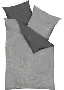 Wendebettw&auml;sche Kaeppel "JARO 100% Baumwolle", grau (zinnfarben), B/L: 135cm x 200cm, 1 Stk., 1 Stk., Mako-Satin, B/L: 80cm x 80cm, 2 Stk., Mako-Satin, Obermaterial: 100% Baumwolle, Bettw&auml;sche, Wendebettw&auml;sche, mit Markenrei&szlig;verschluss, zeitloses Design, pflegeleicht