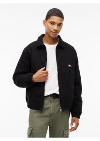 Hemdjacke Tommy Jeans "HARRINGTON COTTON JACKET", Herren, Gr. L, schwarz, Web, Obermaterial: 100% Baumwolle. Futter: 100% Baumwolle. F&uuml;llung: 100% Polyester, unifarben, regular fit normal, Rundhals, eingesetzt elastischer Bund, Jacken Hemdjacke, Regular fit mit Hemdkragen