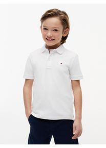 Poloshirt Tommy Hilfiger "FLAG POLO", Jungen, Gr. 4 (104), wei&szlig;, Single Jersey, Obermaterial: 100% Baumwolle, unifarben, regular fit taillenbedeckt, Rundhals, eingesetzt gerader Abschluss, Shirts Poloshirt, Kinder bis 16 Jahre mit Polokragen