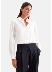 Hemdbluse Seidensticker, Damen, Gr. 4XL (48), wei&szlig; (ecru), 100% Viskose, unifarben, regular fit, ohne Ausschnitt, Blusen Hemdbluse, 1/1 Kragen Uni