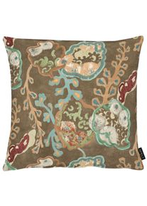 Dekokissen Apelt "Celeste", braun (taupe, gr&uuml;n, bedruckt), B:59cm H:0,5cm L:59cm, Polyester, Dekokissen_Sitzkissen_Kissenh&uuml;llen, Dekokissen