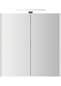 Badezimmerspiegelschrank Jokey "Dekor ALU-LED", aluminium, spiegeloptik, B:65cm H:71cm T:21cm, Schr&auml;nke, Badezimmerspiegelschrank, 65,4 x 71,3 cm, Tiefe 20,6 cm