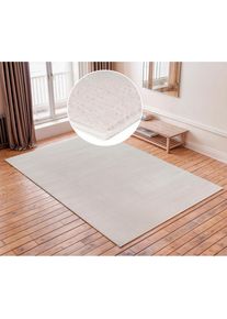 Teppich OTTO HOME "Ariano, dezenter Glanz mit Hoch-Tief-Struktur" Gr. 6, beige (cream), B:200cm H:12mm L:290cm, Kunstfaser, Teppiche, Teppich, Vintage Design, Schrumpf Carving-Effekt, Wohnzimmer, Schlafzimmer