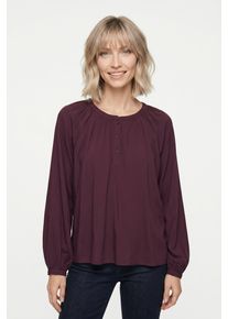V&eacute;ro Moda Langarmbluse VERO MODA "VMBELLA LS PLACKET TOP WVN GA NOOS", Damen, Gr. XL, rot (winetasting), Web, Obermaterial: 97% Viskose, 3% Elasthan, unifarben, normal, Rundhals, Blusen Langarmbluse