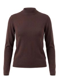 Rundhalspullover Zero "Feinstrickpullover mit Stehkragen", Damen, Gr. 44, braun (chocolate plum), Pullover Rundhalspullover