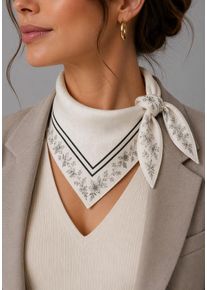 Nickituch Laura Scott, Damen, creme, schwar, Satin, Polyester, bedruckt, gebl&uuml;mt, gemustert, Modet&uuml;cher Nickituch, aus Satin, einlagig verarbeitet, mit Bl&uuml;ten-Druck