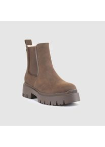 Chelseaboots Esprit "MILLIE", Damen, Gr. 42, braun, Lederimitat, Basic, Schuhe Chelseaboots, Stiefelette, Ankleboots mit Warmfutter