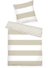 Wendebettw&auml;sche Tom Tailor HOME "SIENA in Gr. 135x200cm, 155x220cm oder 200x220cm", beige (nature), B/L: 155cm x 220cm, 1 Stk., 1 Stk., Renforc&eacute;, B/L: 80cm x 80cm, 2 Stk., Renforc&eacute;, Obermaterial: 100% Baumwolle, Bettw&auml;sche, Wendebettw&auml;sche, gestreifte Bettw&auml;sche aus Baumwolle, Bettw&auml;sche mit Wendeoptik
