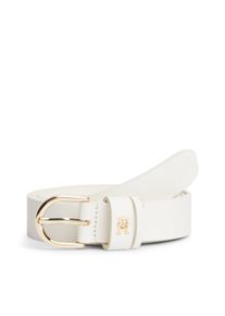 Lederg&uuml;rtel Tommy Hilfiger "ESSENTIAL EFFORTLESS 2.5 cm breit GOLD", Damen, Gr. 70, th optic wei&szlig;, Rindsleder, G&uuml;rtel Lederg&uuml;rtel, Logoemblem, weiche Haptik, ovale Einfachdornschlie&szlig;e