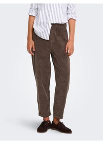 Cordhose Only "ONLFLORA MW ELA CORD CAROT PANT PNT NOOS", Damen, Gr. XL (42), L&auml;nge 32, braun (chocolate braun), Cord, Obermaterial: 98% Baumwolle, 2% Elasthan, unifarben, lang, Hosen Cordhose, Baumwollmischung, Cord, Karottenform