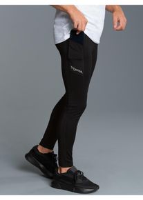 Jerseyhose TRIGEMA "TRIGEMA Sportleggings mit praktischer Tasche", Herren, Gr. M, Normalgr&ouml;&szlig;en, schwarz, Mikrofaser, 85% Polyester (Bioactive), 15% Elastan, Hosen Jerseyhose
