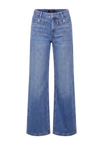Stoffhose Zero "Basic-Jeans mit aufgesetzten Taschen", Damen, Gr. 42, blau (middle blau denim), Hosen Stoffhose