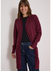 Longstrickjacke Cecil, Damen, Gr. M (40), rot (rot wine), Strick, Obermaterial: 37% Baumwolle, 34% Polyacryl, 26% Polyester, 3% Elasthan, unifarben, bequem, tiefer Rundhals, B&uuml;ndchen, Strickjacken Longstrickjacke, Langer Cardigan in offener Passform