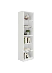 Xora Regal, Wei&szlig;, Holzwerkstoff, 5 F&auml;cher, 55x194x36 cm, Typenauswahl, Beim&ouml;bel erh&auml;ltlich, Wohnzimmer, Regale, B&uuml;cherregale