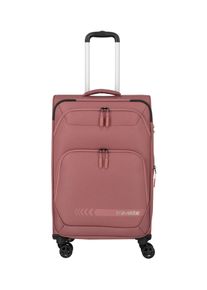 Trolley Travelite "KICK OFF Reisekoffer", Damen, Gr. B/H/T: 41cm x 67cm x 27cm 69 l, rosa (altrosa), Polyester, Koffer Trolley, 4 Doppelrollen, Au&szlig;entaschen und Packgurte &ndash; leicht und robust