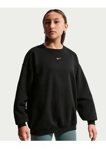 Sweatshirt Nike Sportswear "G NSW STUDIO FLC OS CRW LBR", M&auml;dchen, Gr. M (140/146), schwarz (schwarz, wei&szlig;), angeraute Sweatware, Obermaterial: 80% Baumwolle, 20% Polyester, normal, Rundhals, angesetztes B&uuml;ndchen, Sweatshirts Sweatshirt, f&uuml;r M&auml;dchen und Jugendliche