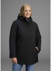 Funktionsjacke Polarino, Damen, Gr. 58, schwarz, Obermaterial: 100% Polyester. Futter: 100% Polyester. Kapuzenfutter: 100% Polyester. Wattierung: 100% Polyester, unifarben, Jacken Funktionsjacke, Atmungsaktiv, winddicht, wasserdicht. Wassers&auml;ule 8000mm