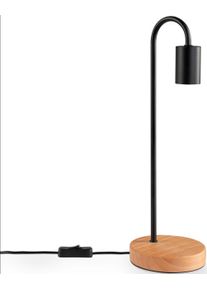 Paco Home Tischleuchte "WALTER", schwarz, &Oslash; 12,6cm H: 40,5cm, Leuchten, Nacht Schreib Holz Fu&szlig; H&ouml;he 40,5cm &Oslash;12,6cm E27, Tischleuchte