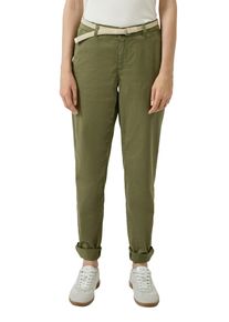 Chinohose s.Oliver, Damen, Gr. 40, N-Gr, gr&uuml;n (khaki), Web, Obermaterial: 98% Baumwolle, 2% Elasthan. Futter: 100% Baumwolle, unifarben, regular fit kn&ouml;chellang, Hosen Chinohose, mit G&uuml;rtel