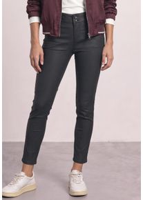 Lederimitathose Street One "Style York", Damen, Gr. 38, L&auml;nge 30, schwarz, Web, Obermaterial: 79% Viskose, 18% Nylon, 3% Elasthan, unifarben, slim fit lang, Hosen Lederimitathose, Mid Waist Hose im Slim Fit in Leder-Optik