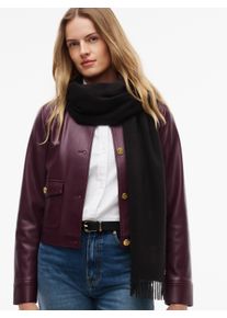 Loop Tommy Hilfiger "CASHMERE WOVEN SCARF", Damen, schwarz, Strick, Kaschmir, unifarben, Modet&uuml;cher Loop, Regular fit mit Fransen