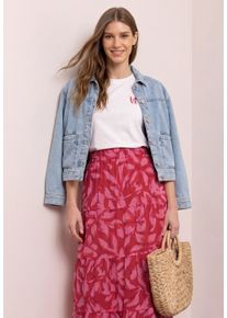 Maxirock Street One, Damen, Gr. 44, rosa (salsa rot), Web, Obermaterial: 100% Polyester, bedruckt, gebl&uuml;mt, normal lang, R&ouml;cke Maxirock, Sommer aus Chiffon mit Print/Weich fallende Volants