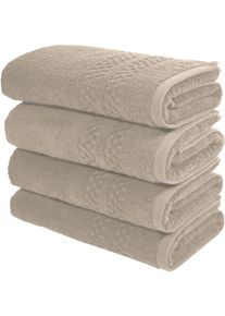 Handtuch OTTO HOME "Regona, Handt&uuml;cher 50x100cm, als Uni-Set und mit Karomuster, 500gr/m&sup2;", beige (taupe), B:50cm L:100cm, Frottier, Obermaterial: 100% Baumwolle, Handt&uuml;cher, Handtuch, Premium Handt&uuml;cher mit Bord&uuml;re, Set, 100% Baumwolle, 5 Jahre Garantie
