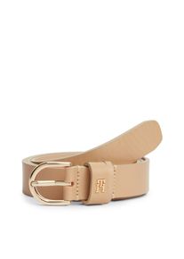 Lederg&uuml;rtel Tommy Hilfiger "ESSENTIAL EFFORTLESS 2.5 cm breit GOLD", Damen, Gr. 80, classic khaki, Rindsleder, G&uuml;rtel Lederg&uuml;rtel, Logoemblem, weiche Haptik, ovale Einfachdornschlie&szlig;e