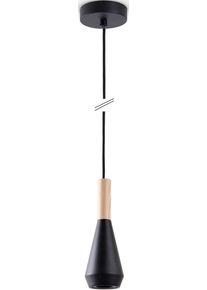 Paco Home Pendelleuchte "MORA", schwarz, &Oslash; 10cm H: 178,5cm, Leuchten, Wohnzimmer Esszimmer Klein Modern Holz Metall GU10 Trichterform, Pendelleuchte